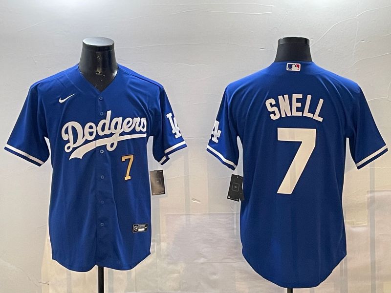 Men Los Angeles Dodgers #7 Snell Blue Game 2024 Nike MLB Jersey style 01154->ncaa teams->NCAA Jersey